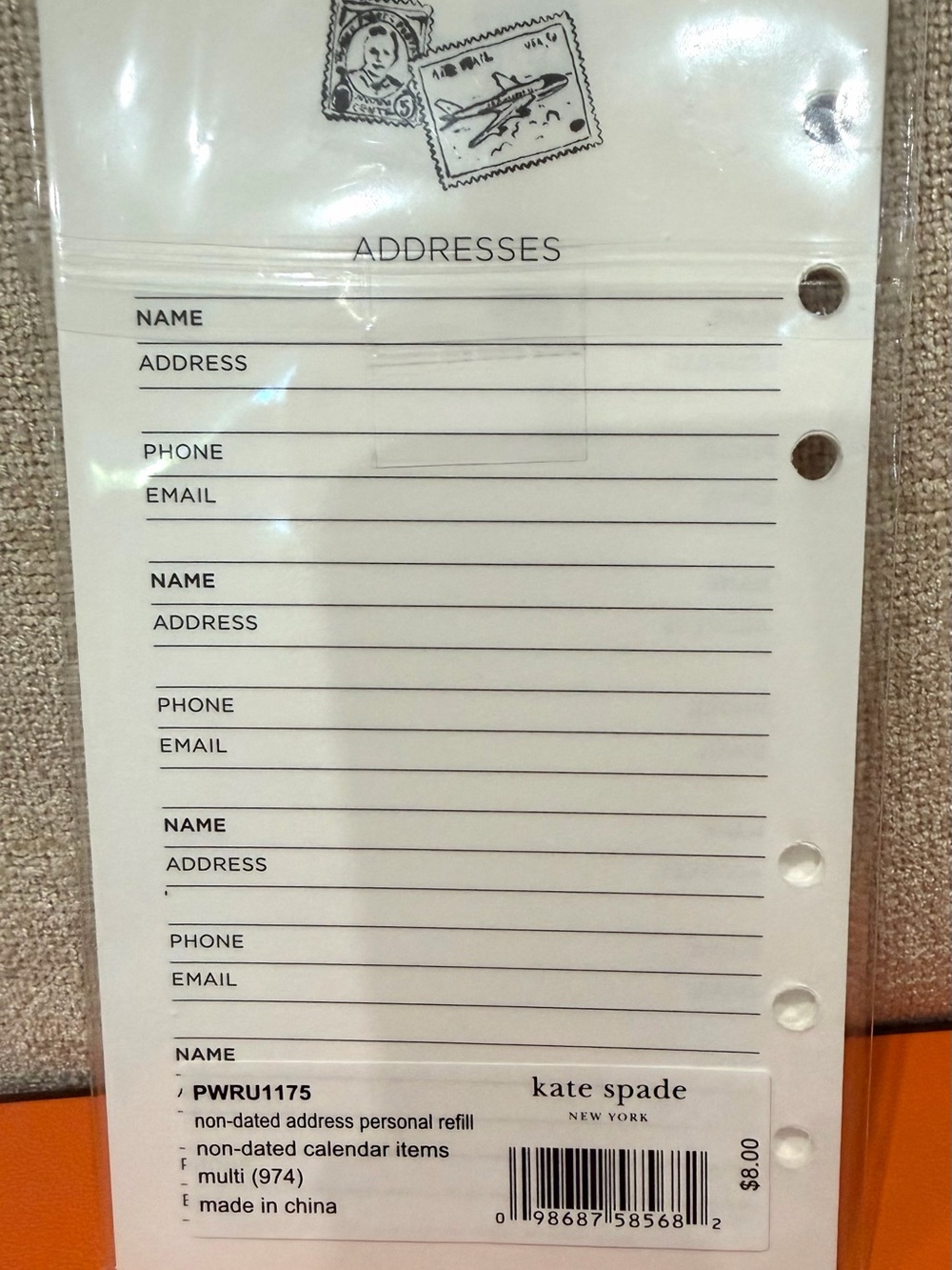 kate spade address refill for 6 ring organizer brand new - Picture 2 of 2